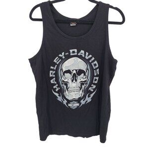 Harley Davidson mens large black gray sleeveless tank skull graphic beach house